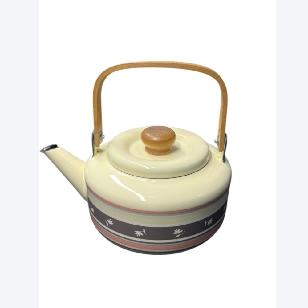 Vintage 1984 Monte Carlo Teapot | Floral Enamel | Farmhouse Kitchen